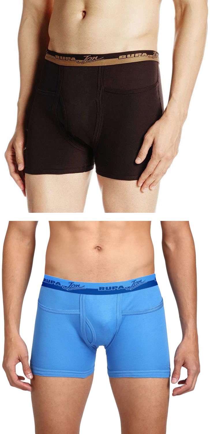 rupa Jon Men's Cotton Modern Solid Trunks (Pack of 2) (Jon-Drawer-Outer-Pkt-2-85_Multicolor-picture-16