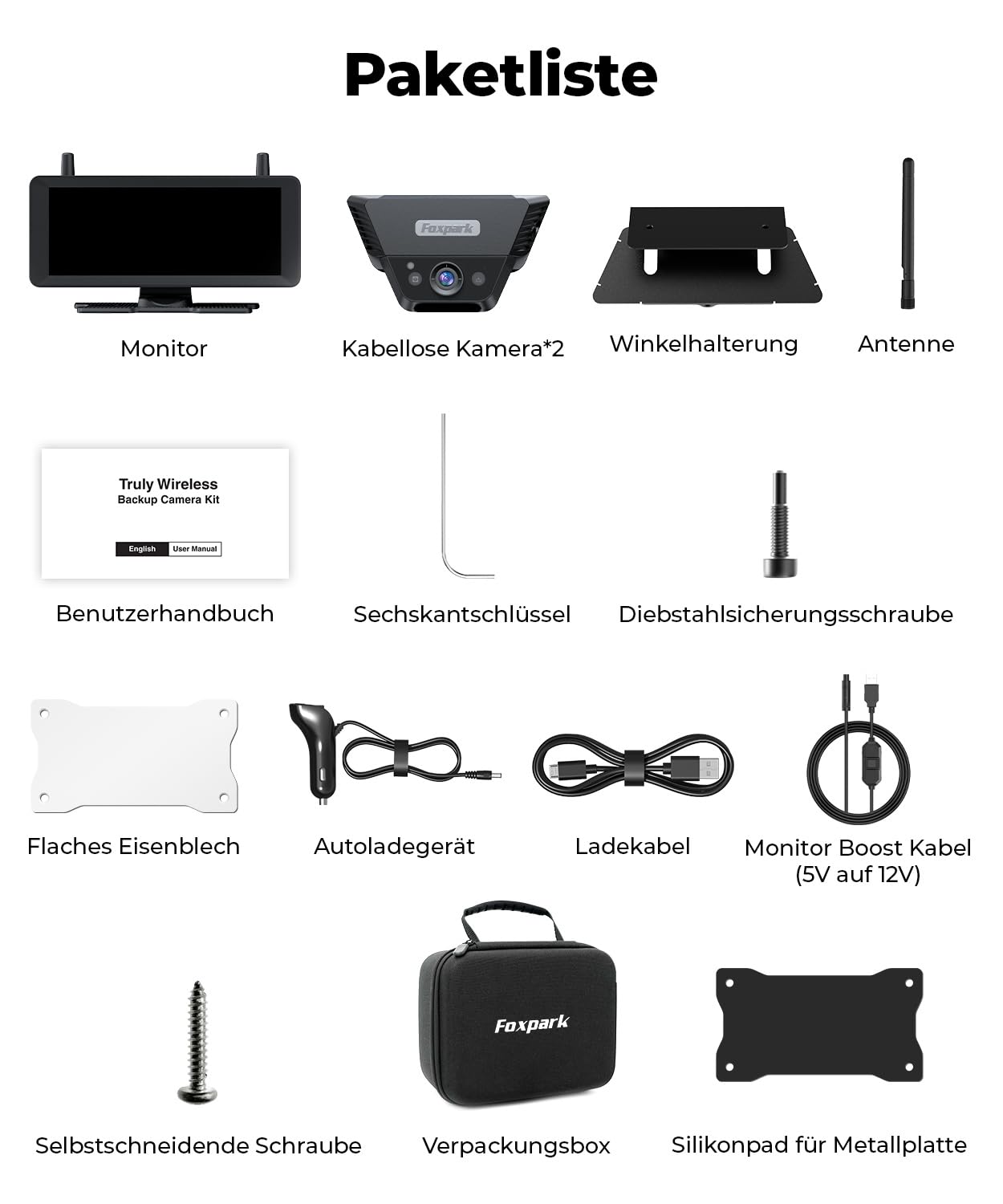 Zwei Solar Rückfahrkamera Kabellose Magnet 7,2 Zoll 1080P Dual Channel Monitor DVR Aufnahme Dual Rückfahrkameras Wohnmobil Camper Anhänger
