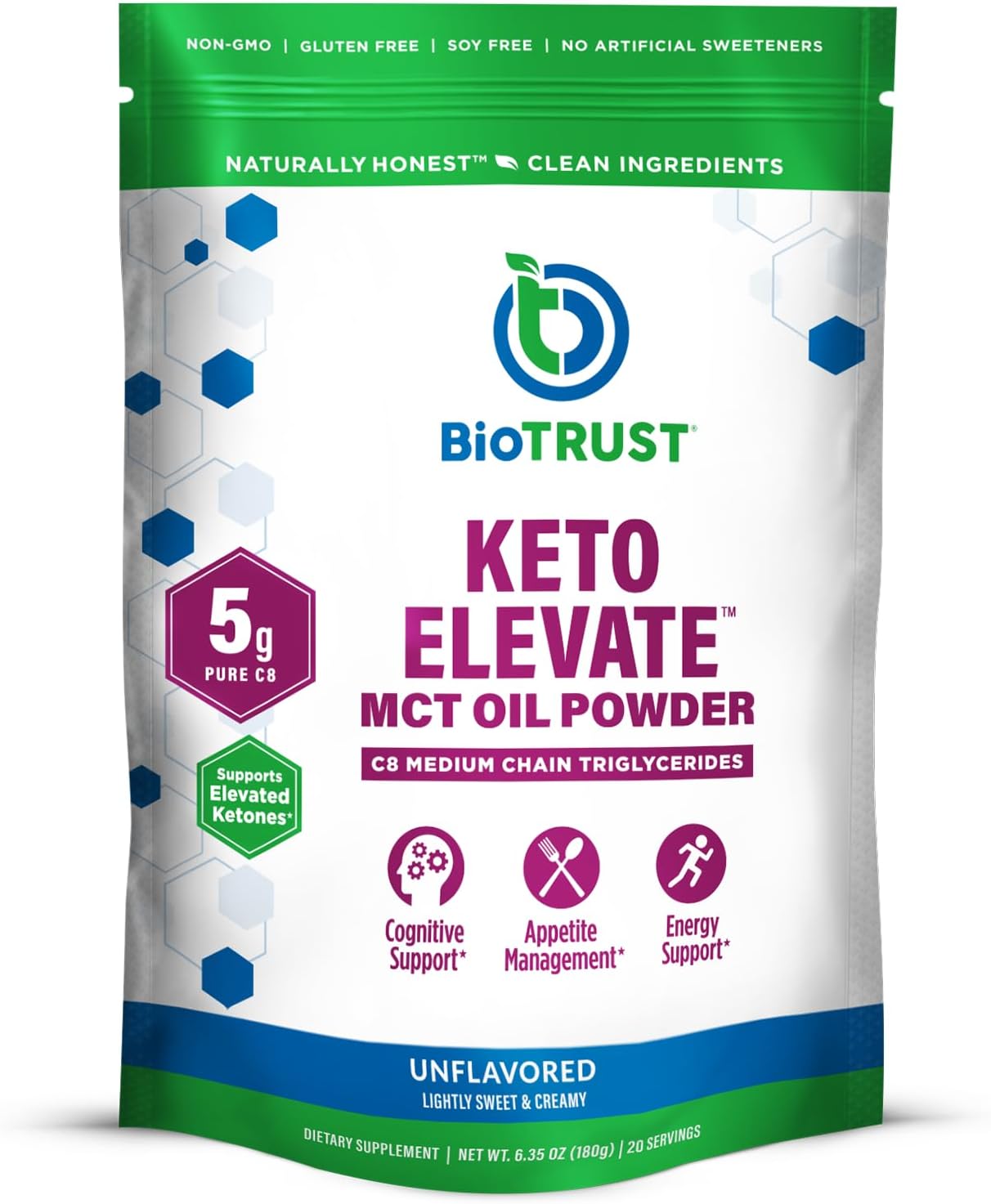 - BioTrust Keto Elevate – C8 MCT Oil Powder – Ketogenic MCT Coffee Creamer, Keto Coffee Creamer – Clean Energy, Mental Focus & Clarity – 100% Caprylic Acid MCT Powder, Non-GMO (Unflavored, 20 Servings)