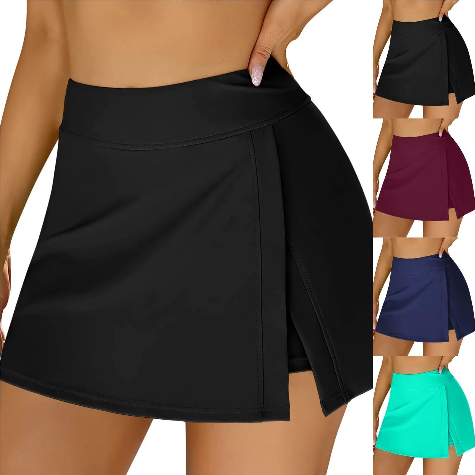 Pantaloncini da Bagno for Sport con Gonna Divisa incorporata, Pantaloncini a Vita Alta, Pantaloni for Donna per Spiaggia e Piscina