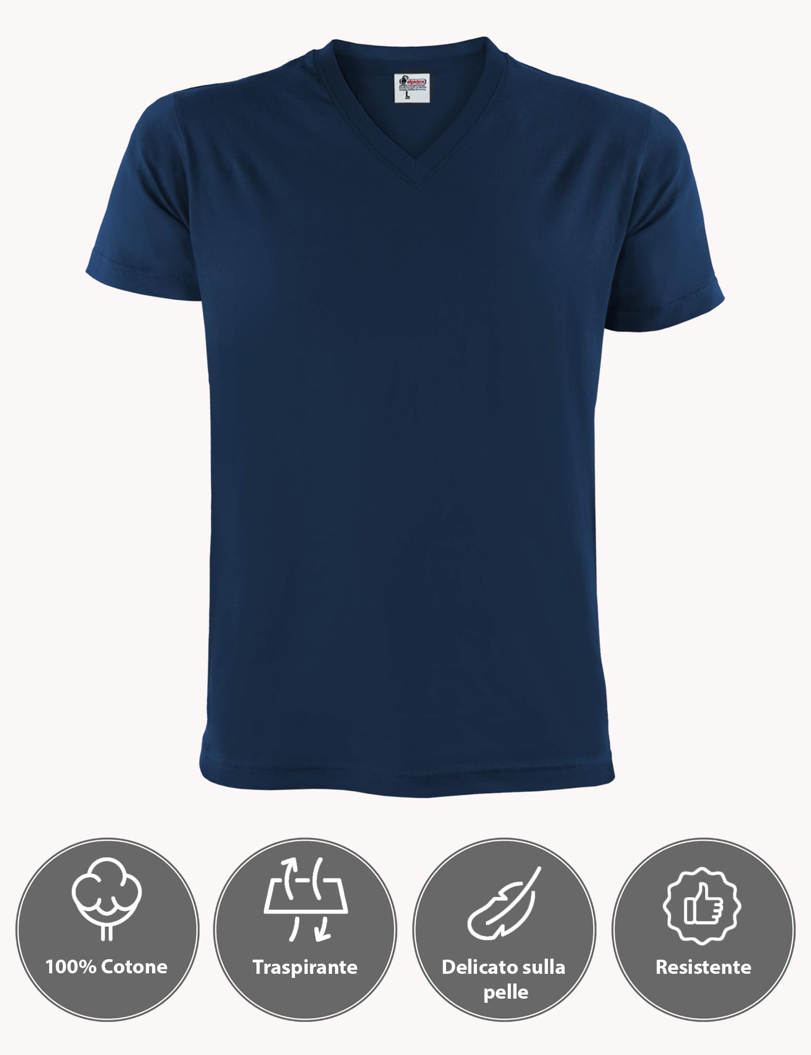 ALPIDEX T-Shirt Magliette da Uomo Confezione da 5 con Scollo a V - Taglie S M L XL XXL 3XL 4XL 5XL