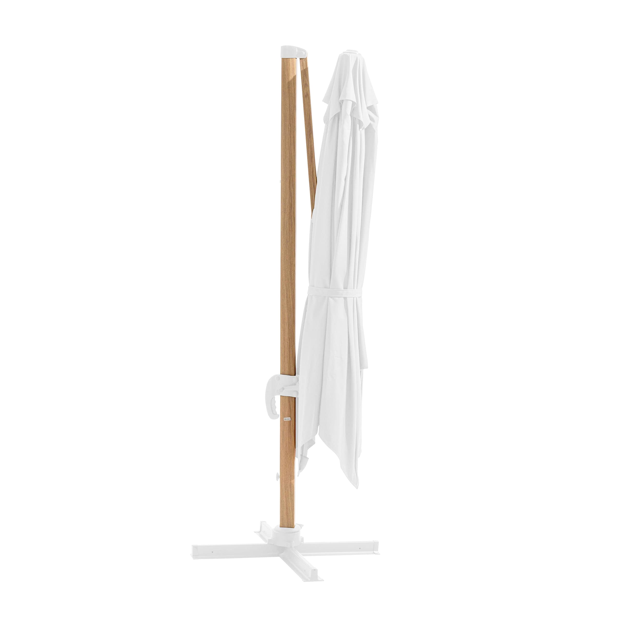 Oviala Parasol déporté carré 3x3m Effet Bois écru