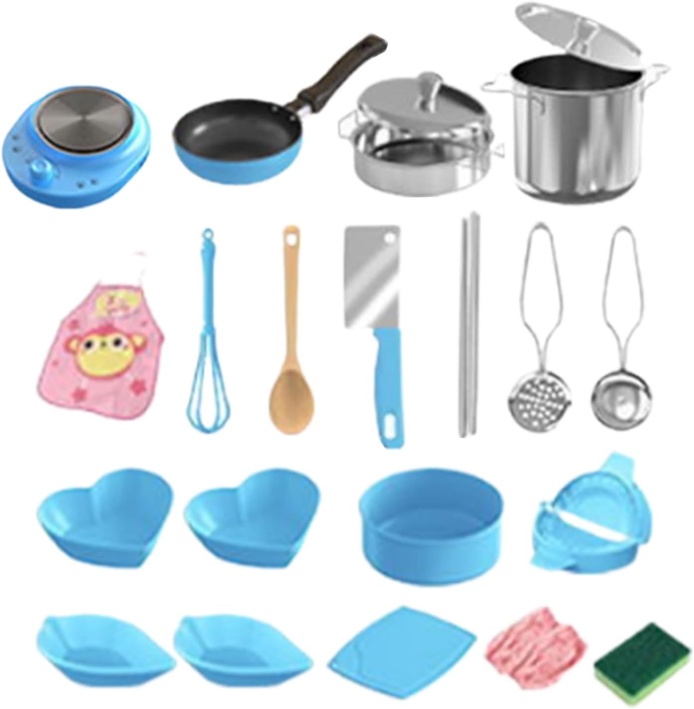 Kids Kitchen Play Set 22 Pieces - Real Cooking Game for Boys and Girls, Toy Kitchen Accessories, for Fine Motor Skills Development