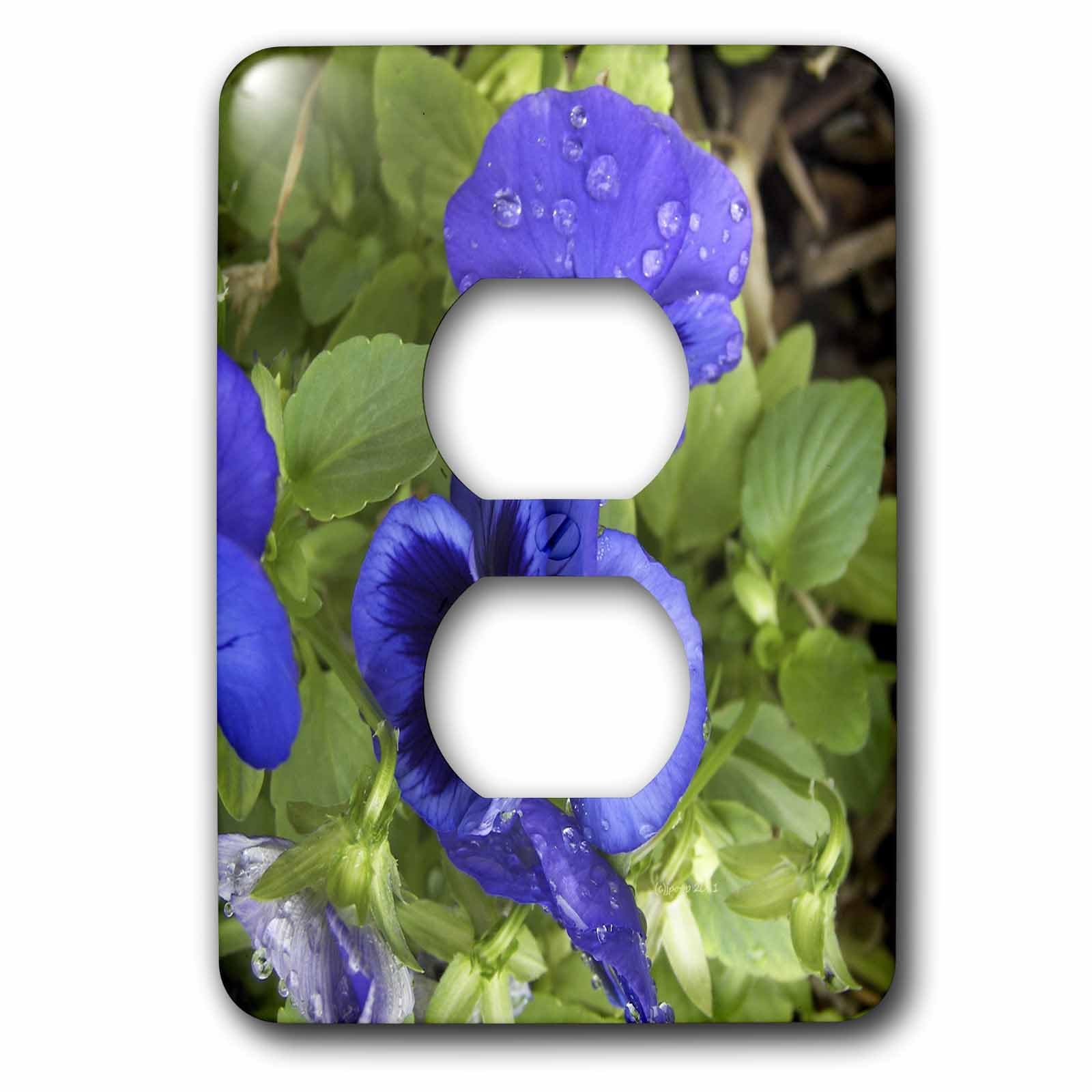 Pansy Blues cache prise double 3dRose lsp_20091_6 robuste et facile à installer
