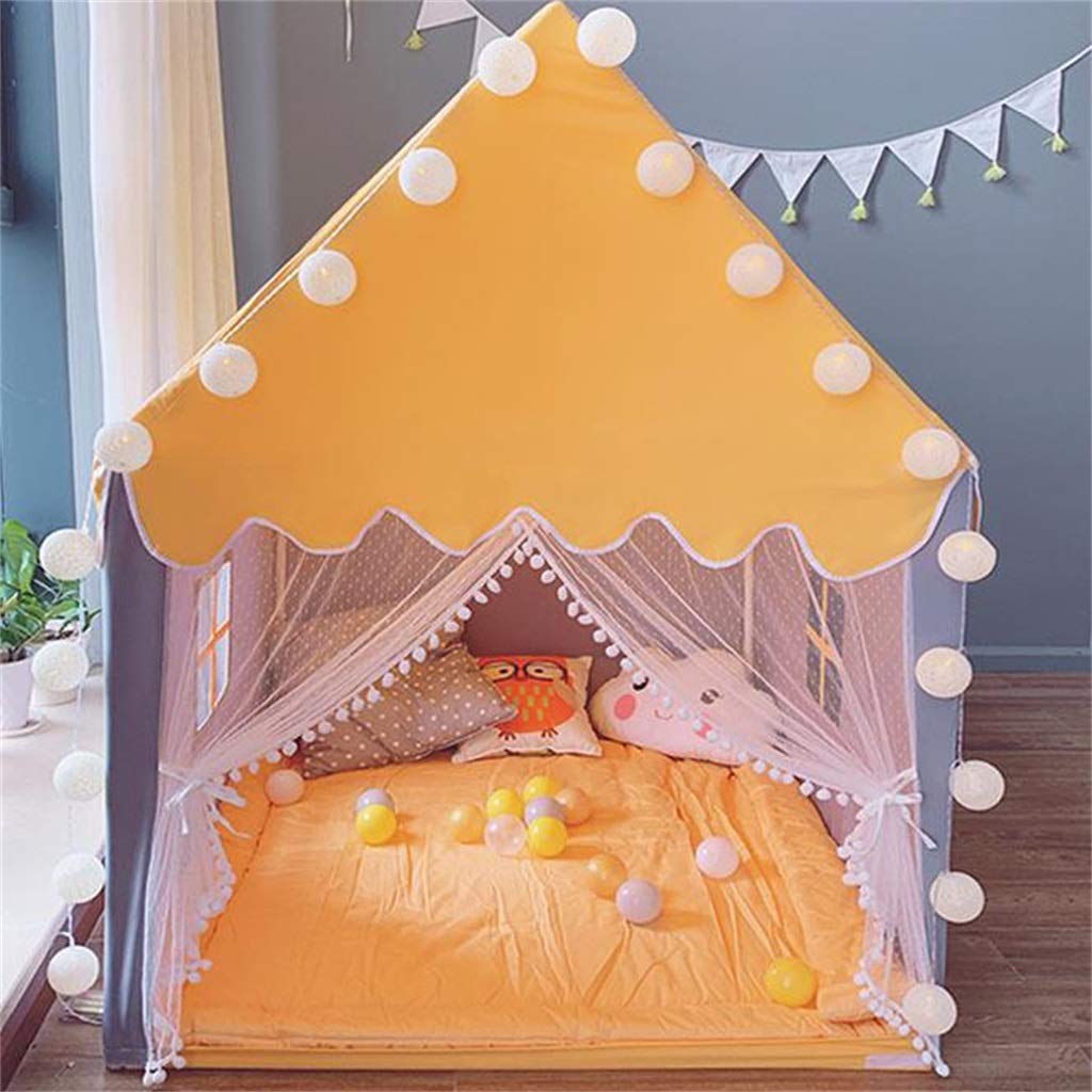 Children's Tent, Indoor Game House Dream Castle Starry Sky Cotton Canvas Princess Birthday Present (Color : Yellow, Size : #1)
