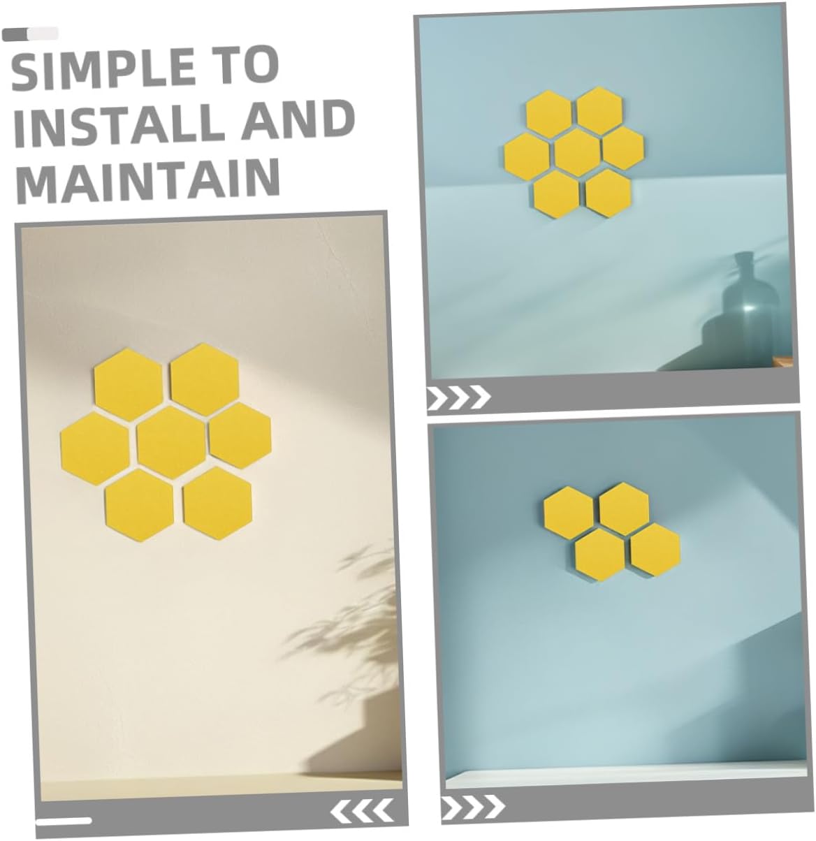 MAGICLULU 20pcs Hexagonal Felt Acoustic Panels Soundproof Wall Tiles Decorative Bulletin Board Tiles Yellow Felt Pin Board for Home Office Studio
