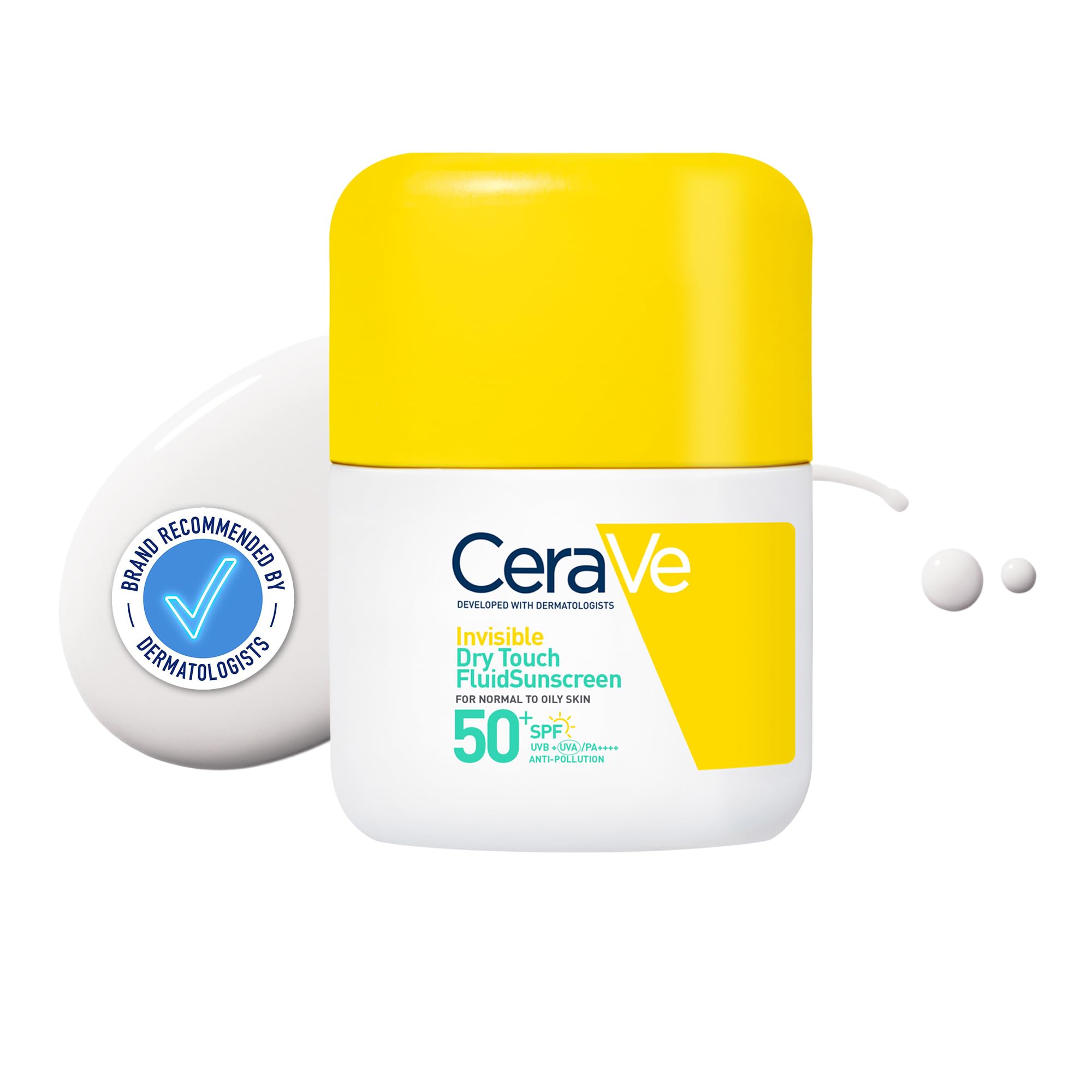 CeraVe Invisible Dry Touch Fluid Sunscreen SPF50+, Normal to Oily Skin 50ml