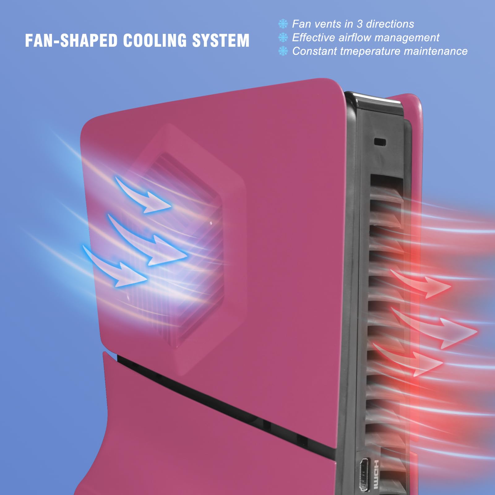 Megadream - Placas frontales para consola PS5 Slim con rejillas de ventilación, ABS duro a prueba de golpes, arañazos y polvo, carcasa de repuesto para PS5 Slim Disc Edition, 4 placas de cubierta,