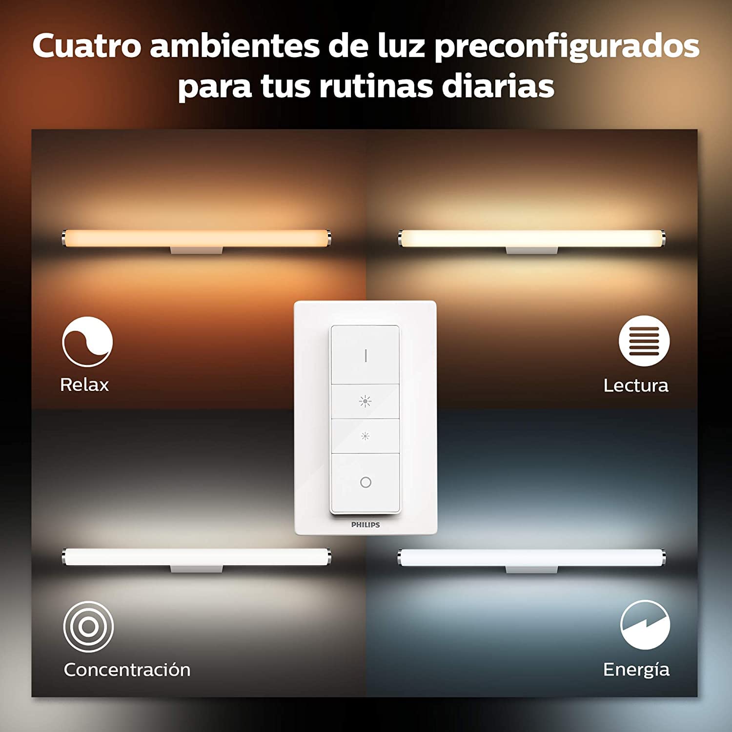 Philips Hue – Lámpara inteligente, Hue Adore, Foco Empotrable LED Inteligente, Luz Blanca de Cálida a Fría, Compatible con Alexa y Google Home, Color Cromado