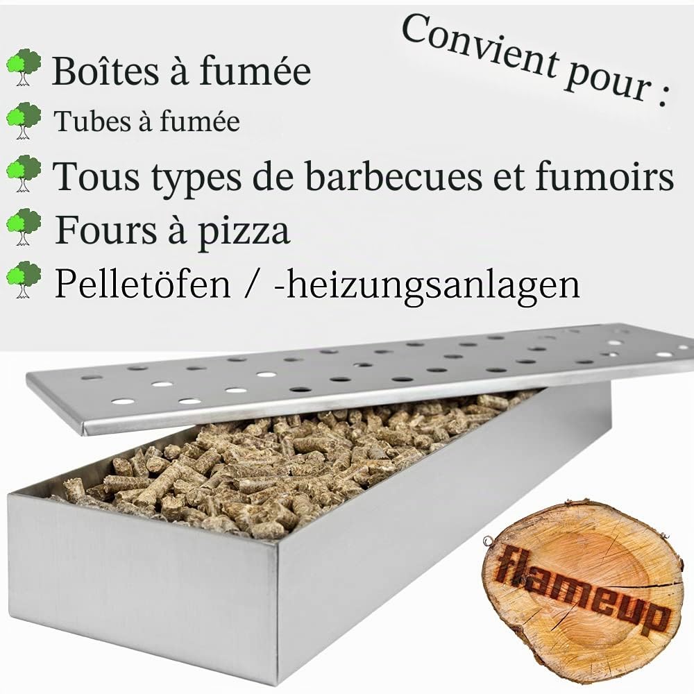 Granulés de Bois BBQ 15 kg Gril Fumée Copeaux de Bois chêne Flameup