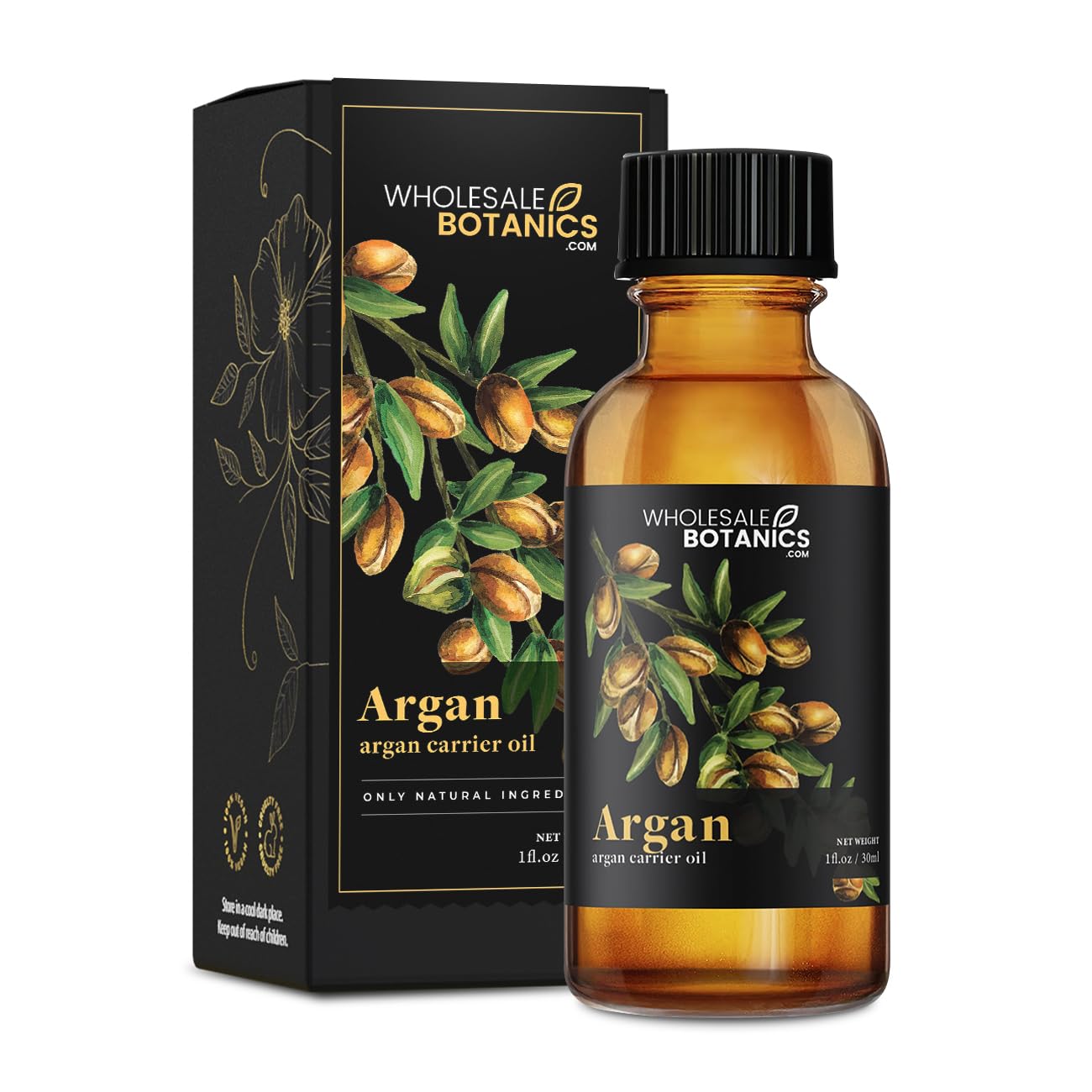 Argan Oil Premium Grade 100% Undiluted Carrier Oil | for Skin, Face, Body, Hair Revitalization | Vegan & Cruelty Free (1 Fl Oz)