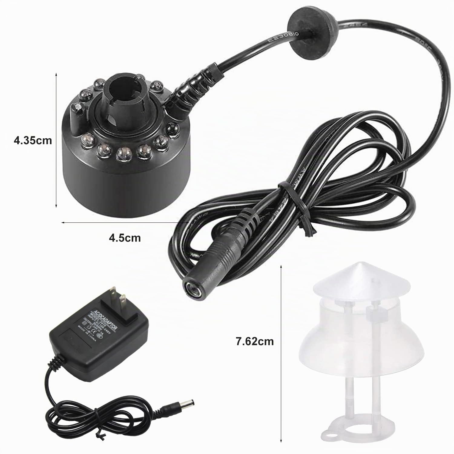 Roserrose Nebulizzatore Ad Ultrasuoni, 12 Led Three Color Gradient Atomizer Mist Maker Fogger, Nebulizzatore Giardino Con Paraspruzzi Rimovibile Per Fontana D'Acqua, Caldaia Strega, Halloween