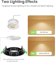 ALUSSO LED Süllyesztett Spotlámpa Szett - 6db Fekete Kerek IP44 Vízálló Lámpa 3 Színhőmérséklettel, Szabályozható, Konyha, Fürdő 6