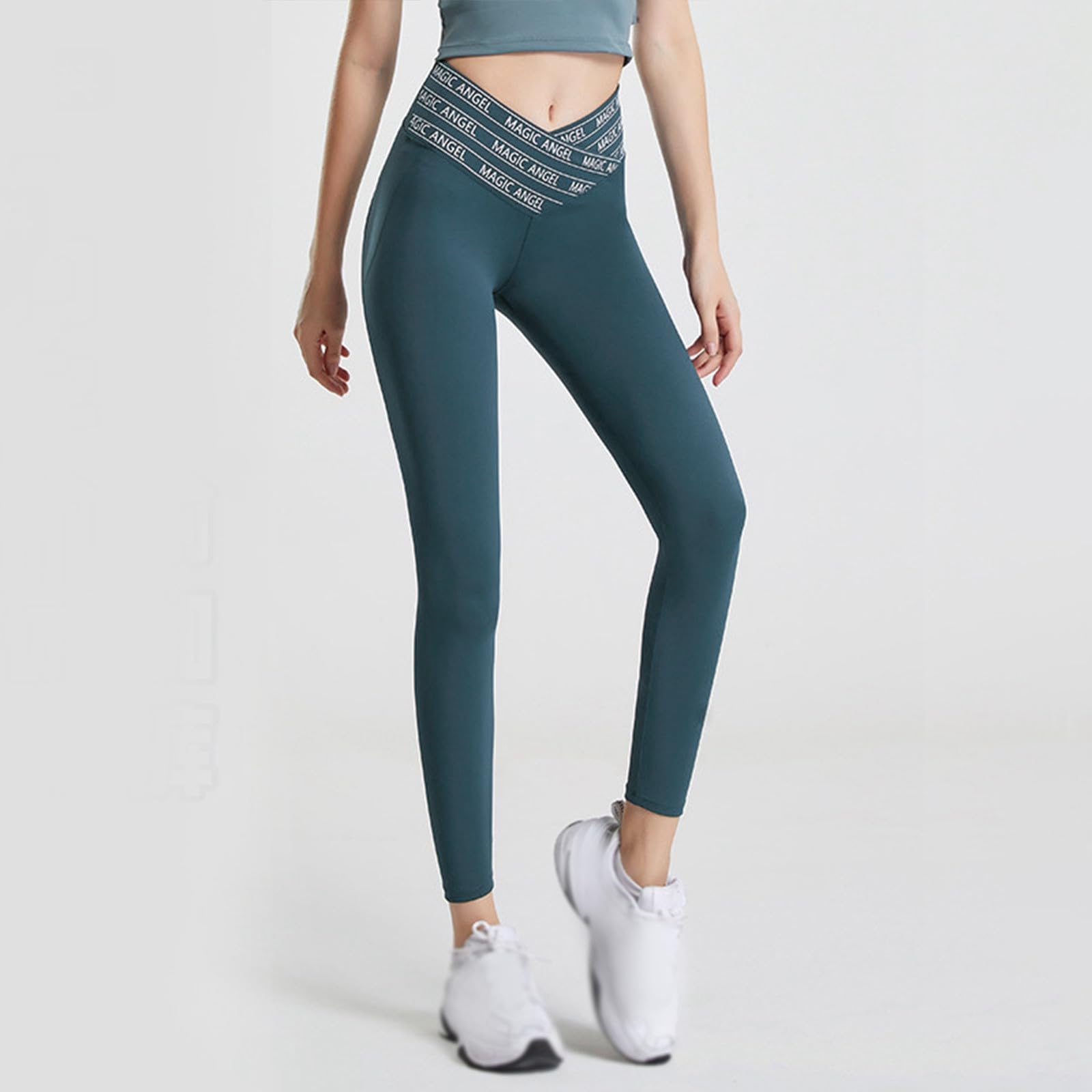 Generico Leggins Donna Cotone Pilates Vita Alta Sportivi 3/4 Leggings Scrunch Palestra Yoga Senza Cuciture Pantaloni Lunghi Pantalone Completo