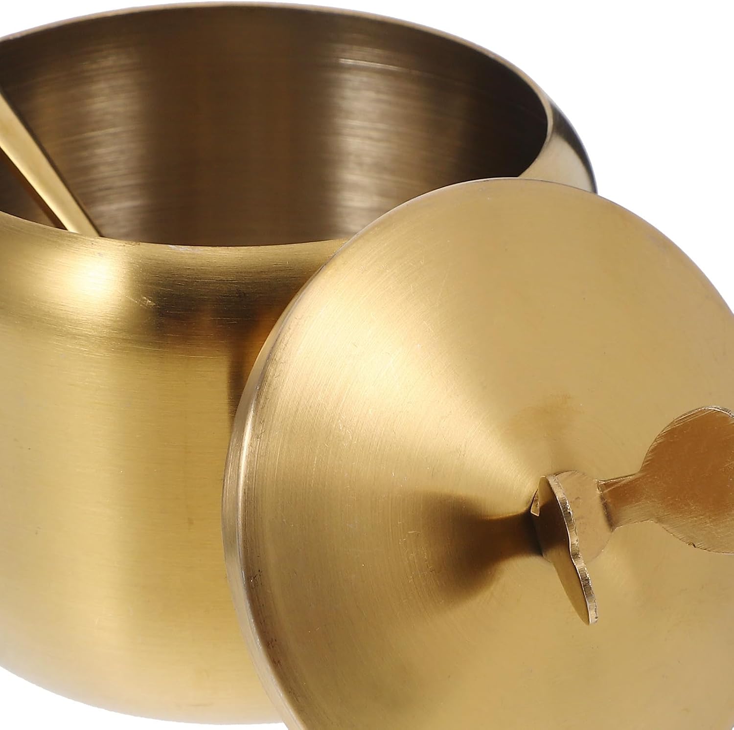 Stainless Steel Sugar Bowl with Lid and Spoon Xmas Condiment Pot