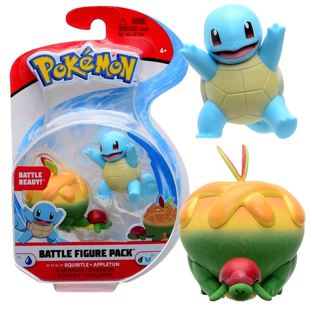 Pokemon Selección Battle Figures Figura de Acción | Juego de Figuras, Figuras del Juego:Squirtle & Appletun