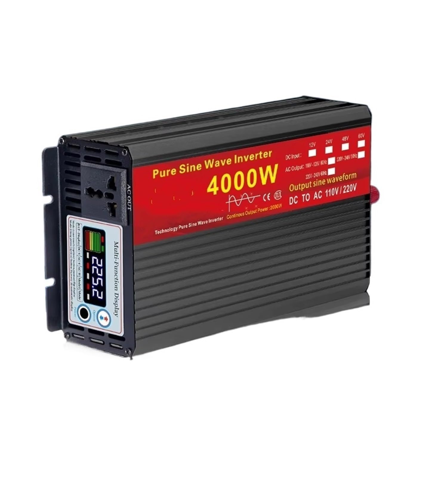 Inversor Inversor De Onda Sinusoidal Pura (CC 12V/24V A CA 220V-230V 60Hz 2000W 3000W 4000W 5000W con Transformador De Voltaje Convertidor Potencia Onda sinusoidal modificada(12v,4000W)