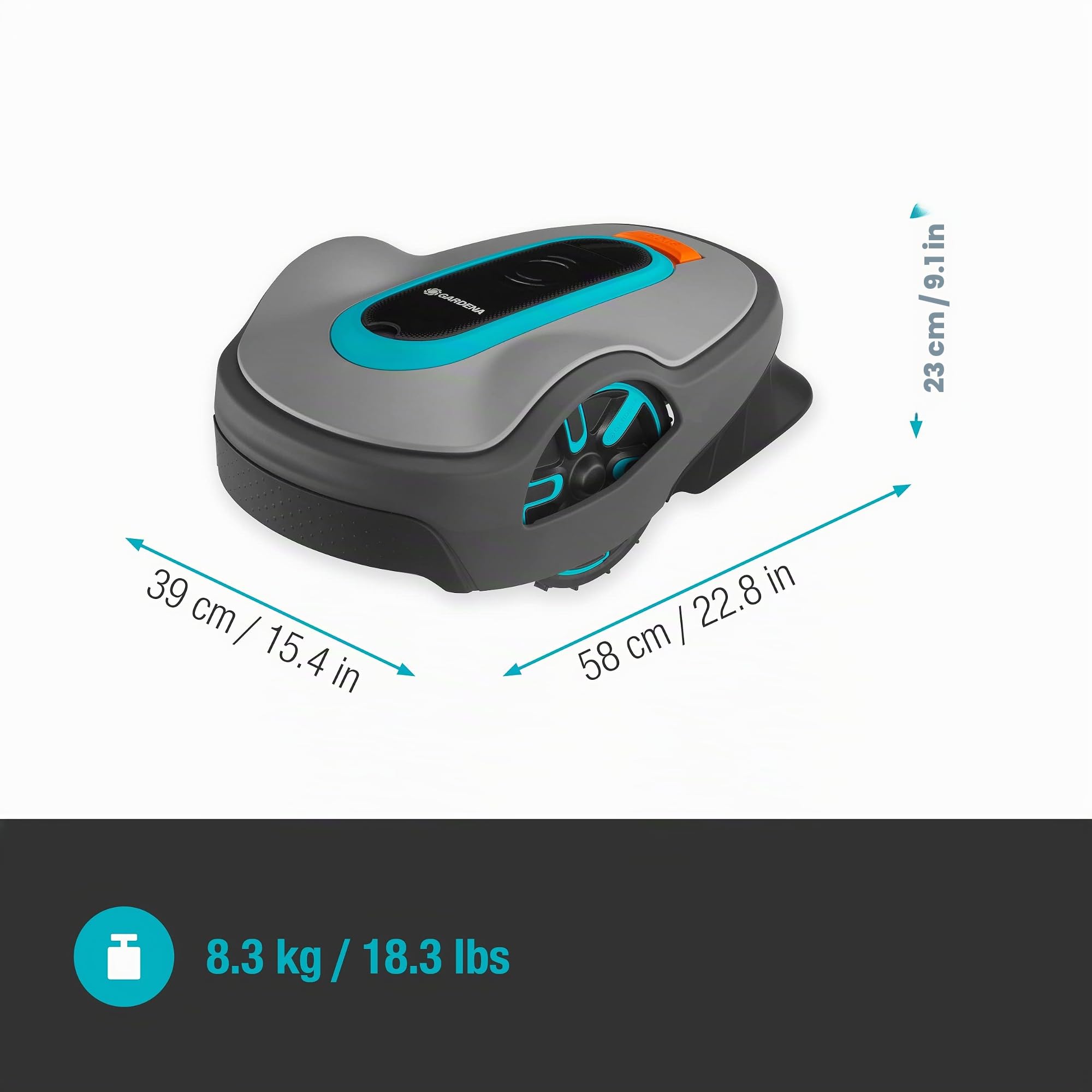 Gardena Sileno Life: Rasaerba per Superfici Erbose fino A 750 M², Funzione Easypassage, Pendenze fino Al 35%, Silenzioso, It-Version (15101-34)