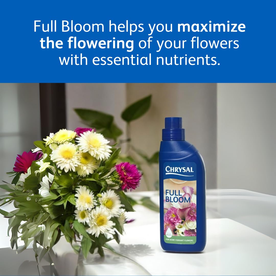 Chrysal Full Bloom Liquid Flower Food - Clear, Concentrated for Flower Arrangements & Bouquets - Mix with Water - Ideal Florist Supplies & at-Home Use - 500mL Bottle (500ml) (3 Pack)