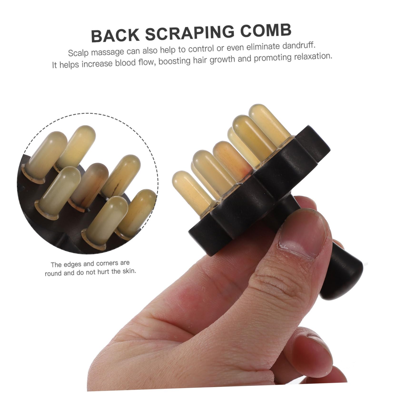 Peine de Masaje de Madera para Cabelludo, Antiestático, 7 Cabezas de Masaje, Adecuado para Relajación y Cuidado del Cabello