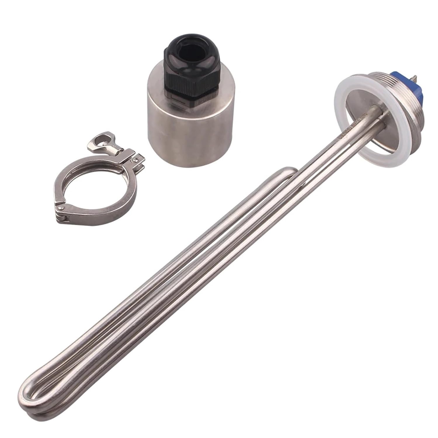2" Tri clamp Water Heater 240v Electric Tubular Heater Foldback Heating Element 2.5KW/3.5KW/4.5KW/5.5KW SUS304(with clamp,240V_4.5KW 280MM)