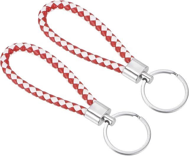PATIKIL Braided Leather Keychains, Key Ring Woven Decoration Lanyard Strap for Bag Wallet