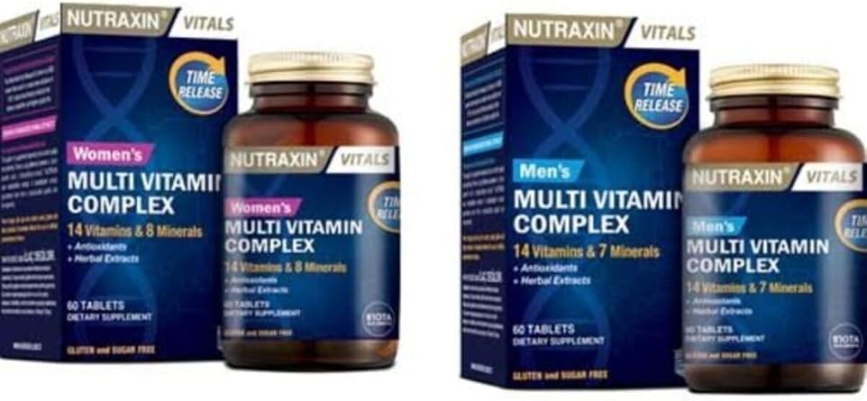 Nutraxin Kad n ve Erkek i in Multivitamin & Mineral Complex Set, NUT283852