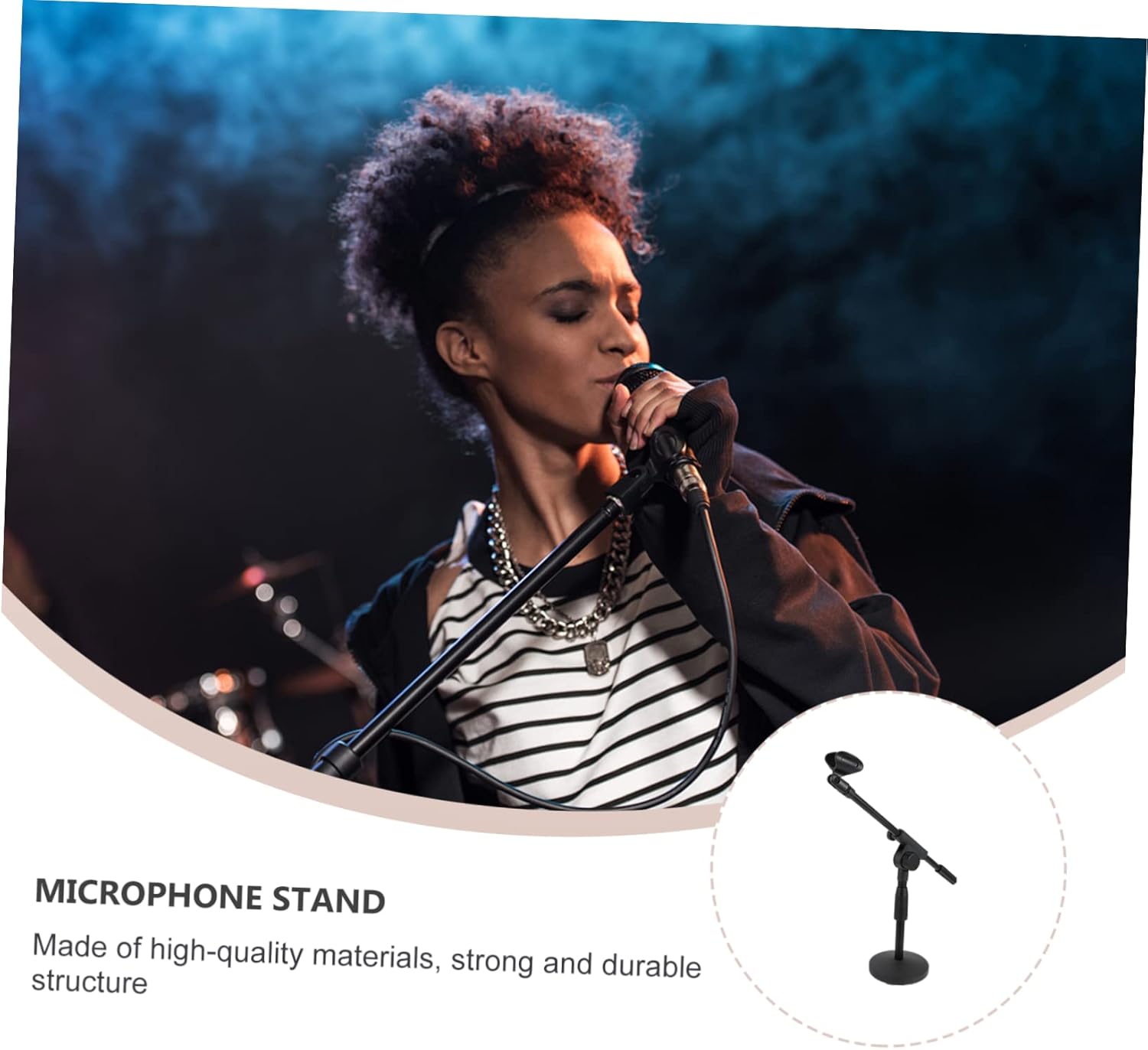 Weighted Base Adjustable Short Microphone Stand with Rotatable Boom Arm Desktop Mic Rack for Conference Live Streaming Podcasting Video Blogging and Voice Chat