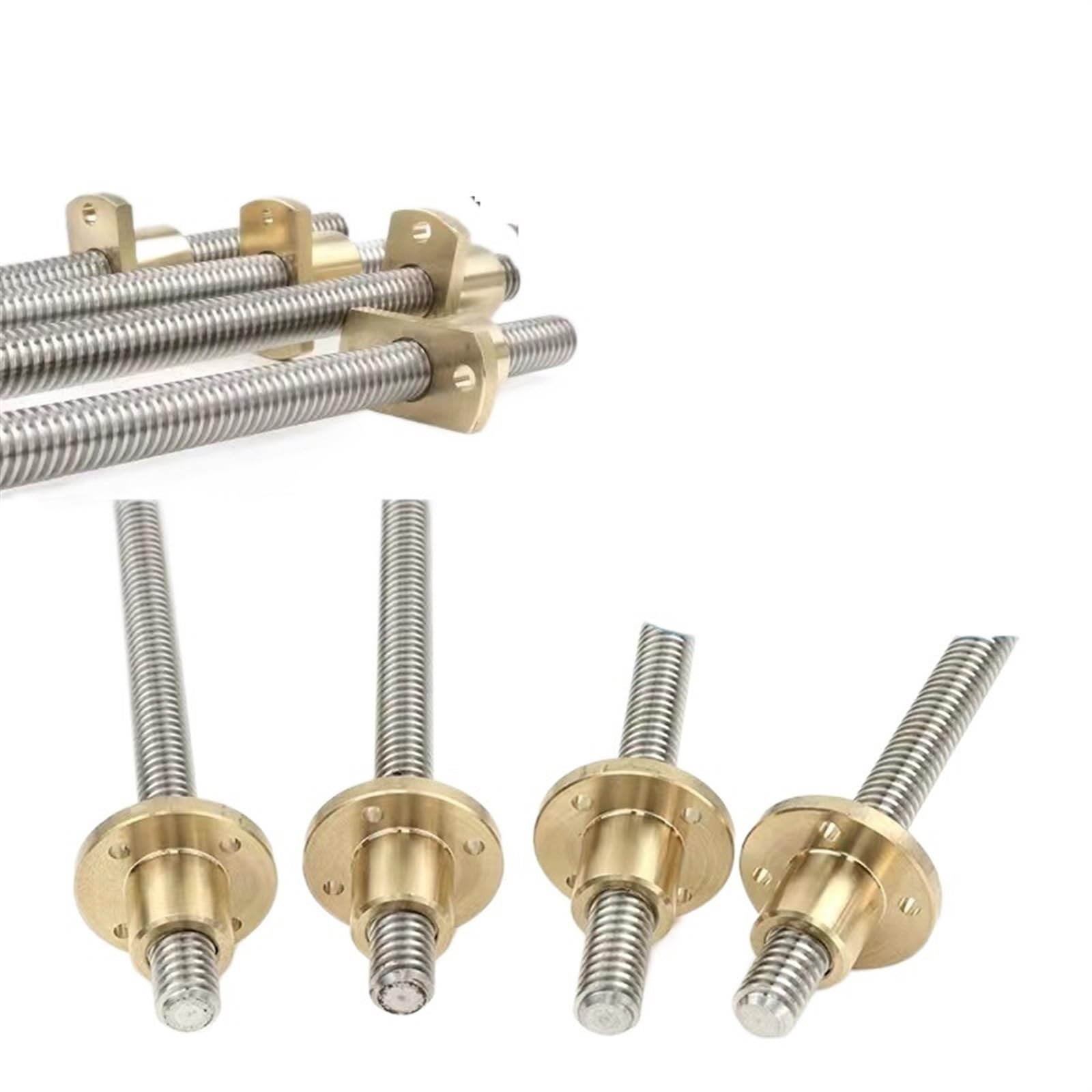 jeu fileté Tige de vis de 18mm de diamètre avec écrou en laiton, pas de 4mm, tige filetée en acier inoxydable 304, tige trapézoïdale T18, vis Tr18x4 vis trapézoïdale (Color : T18-4 Trimmed Flange, S