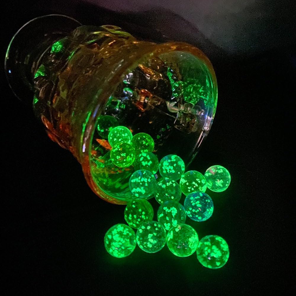 Vctitil 30Pcs Glass Marbles - Glowing in Dark, Luminous, 12mm/0.47inch (Gold) for Games, Vase Filler, Home Decor, Marble Runs