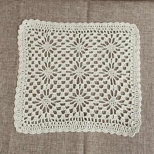 Napperons carrés au crochet en coton napperon dentelle pour table 25cm - 2