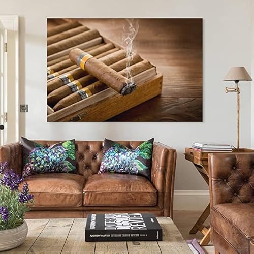 Canvas Print Art Posters Of Burning Cuban Cigars Poster Office Bedroom Decoration Poster Canvas Painting Posters And Prints Wall Art Pictures For Living Room Bedroom Decor (Framed,24X36 Inch) #TOP3