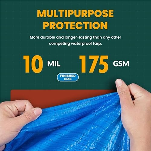 image for Trademark Supplies Large Waterproof Tarp - Heavy Duty 10 Mil Thick Pol