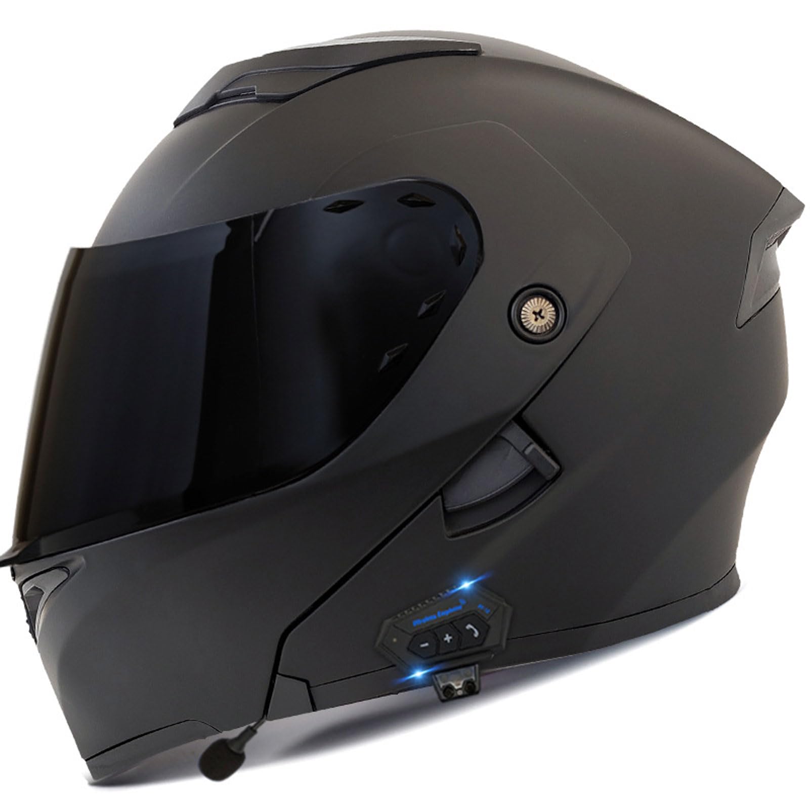 Kask motocyklowy Bluetooth z osłoną przeciwsłoneczną Kask motocyklowy pełnotwarzowy z homologacją DOT/ECE, kask motocyklowy dla dorosłych Kask motocyklowy modułowy (C L)