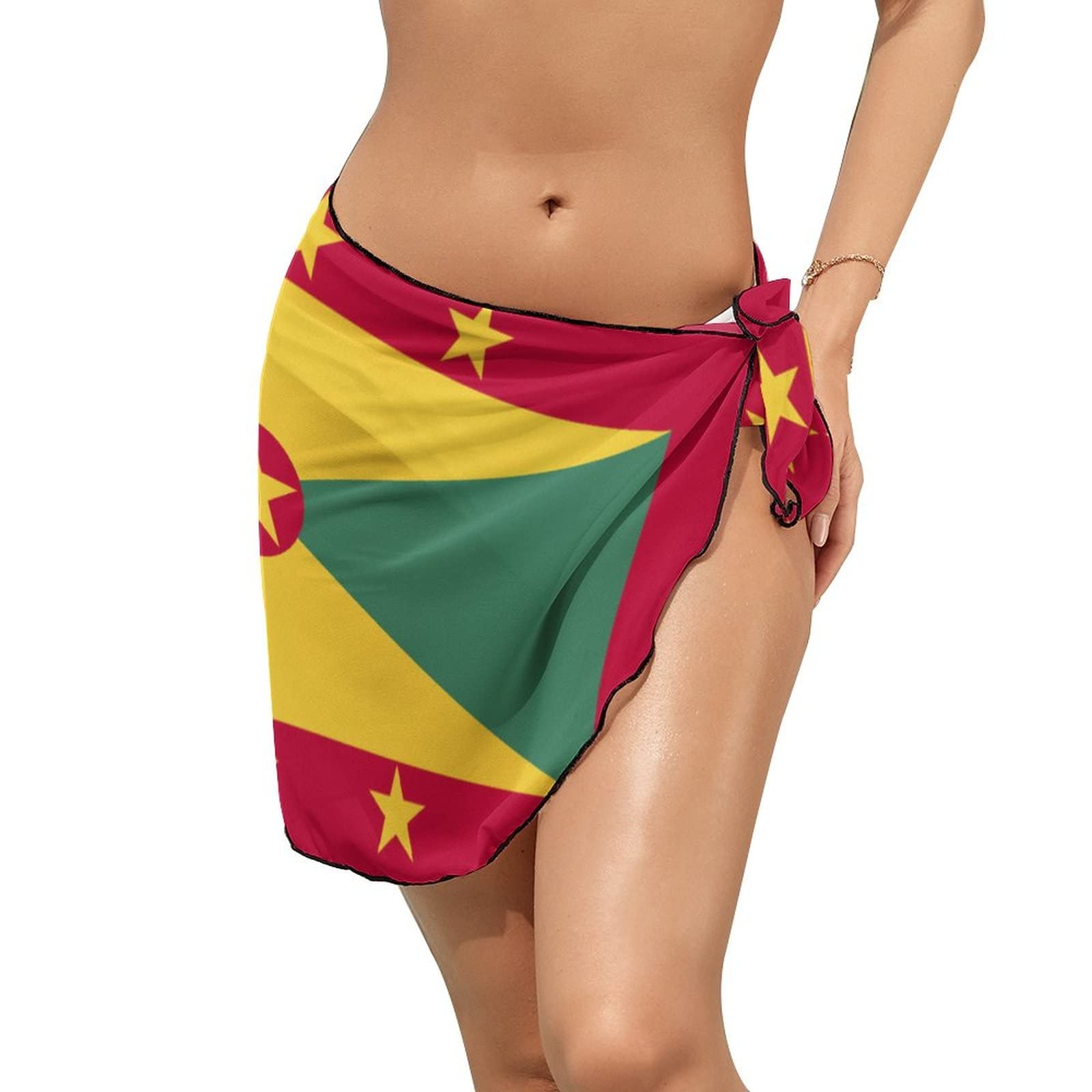 Aooedm Women's Style-4 Beach Wrap Short Bikini Wraps Flag Of Grenada Fashion Cover Ups For Girls Xl
