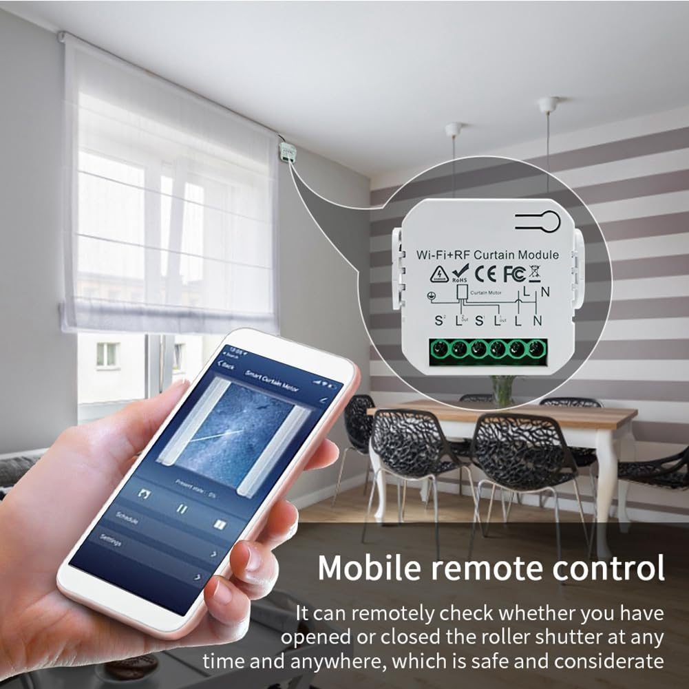 Booso Tuya Smart Curtain Switch WiFi 433Mhz Módulo de Control de Persianas Enrollables con Control Remoto para Persiana Enrollable Eléctrica