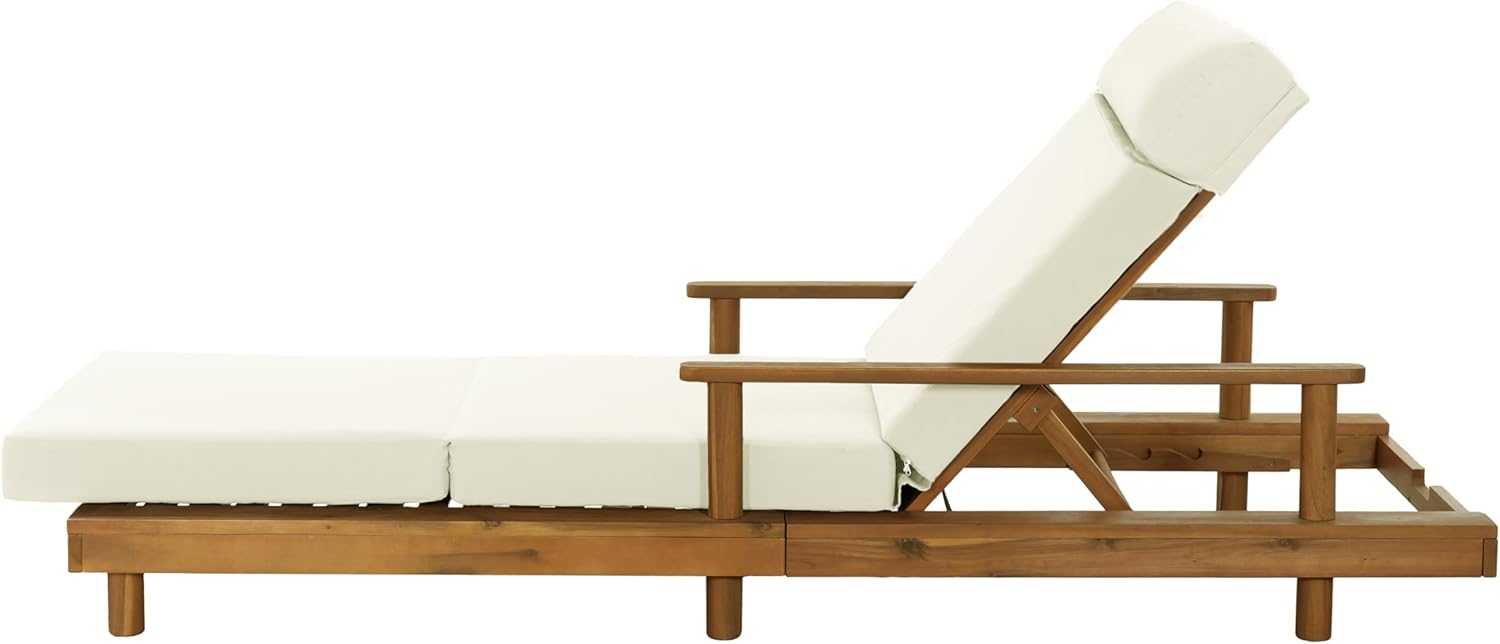 Acacia Wood Chaise Lounge with backrest in an upright position