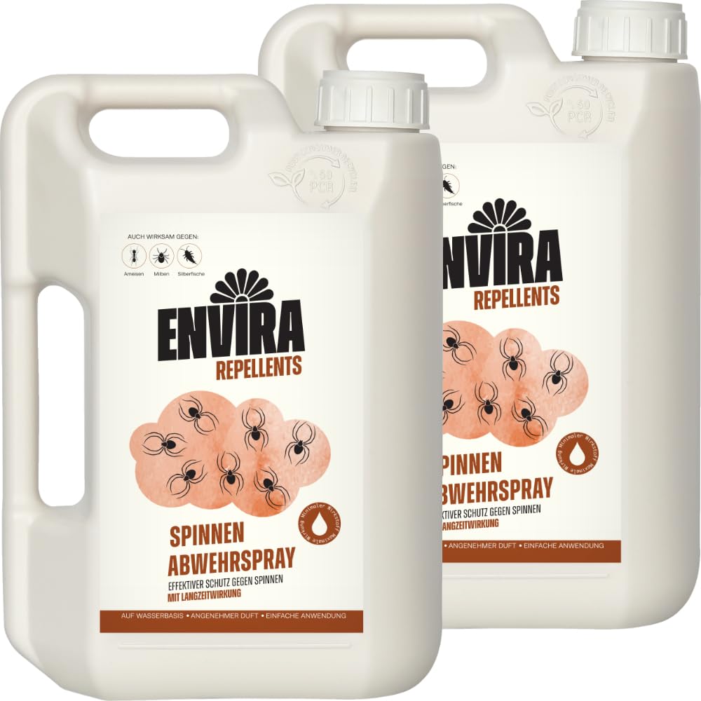 Envira Spinnenspray 2 x 2 Liter - Spray mit Langzeitwirkung gegen alle Arten von Spinnen, Weberknechte - Mittel gegen Spinnen in der Wohnung