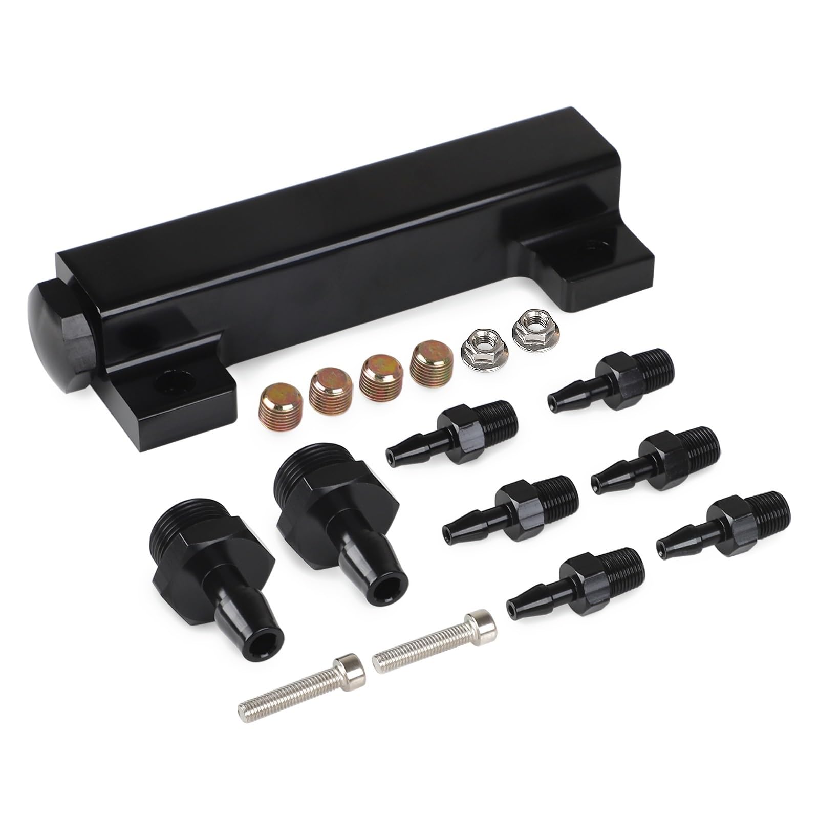 Zestaw kontrolera doładowania Zestaw Kolektora Dolotowego Bloku Próżniowego 1/8" NPT 6 Portów Doładowania Do Samochodu Ciężarowego Turbo Czarny Stop Aluminium Wlot Wylot