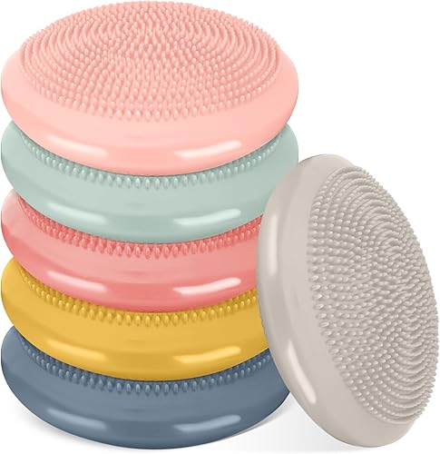 Miniatura 8 de Amylove 6 piezas de cojín hinchado tambaleante inflado para niños sensoriales, asiento flexible, disco de equilibrio, silla sensorial para oficina,