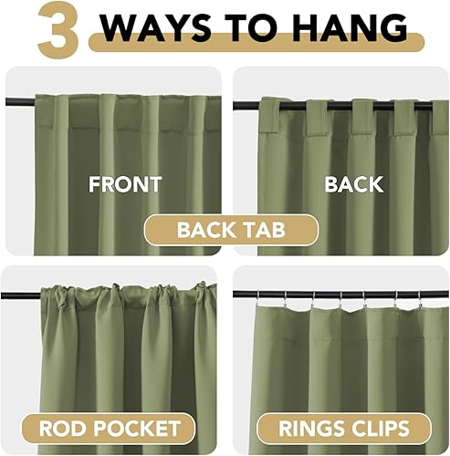 Miniatura 4 de H.VERSAILTEX Cortinas opacas con aislamiento térmico, decoración ventana, paneles para sala o habitación, oscurecen, con trabillas traseras y
