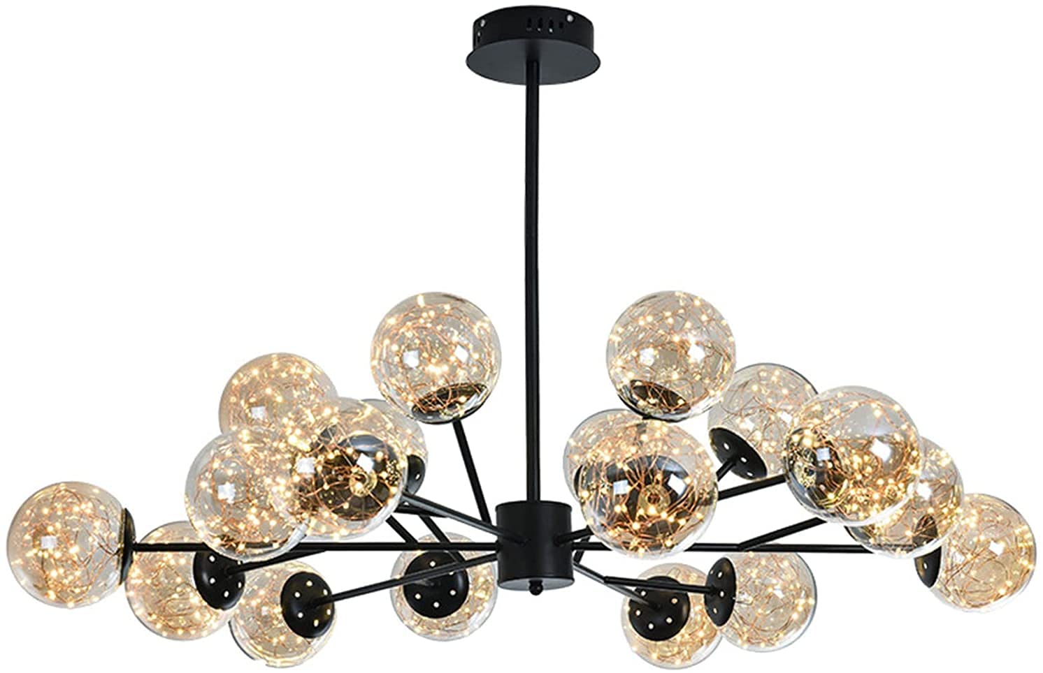 Nowoczesna lampa wisząca LED z możliwością ściemniania, czarna lampa sufitowa, współczesny żyrandol do jadalni, salonu, sypialni, przedpokoju, restauracji - ciepłe światło 18 cali