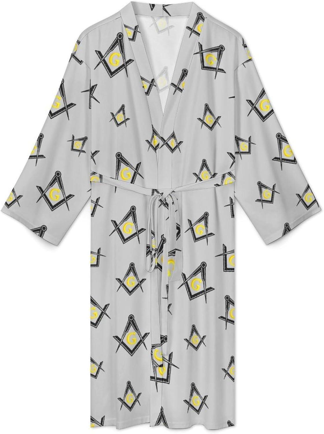 Freemasonry Mens Robe Long Bathrobe for Women Bath Robes Lightweight Soft Printed Sleepwear