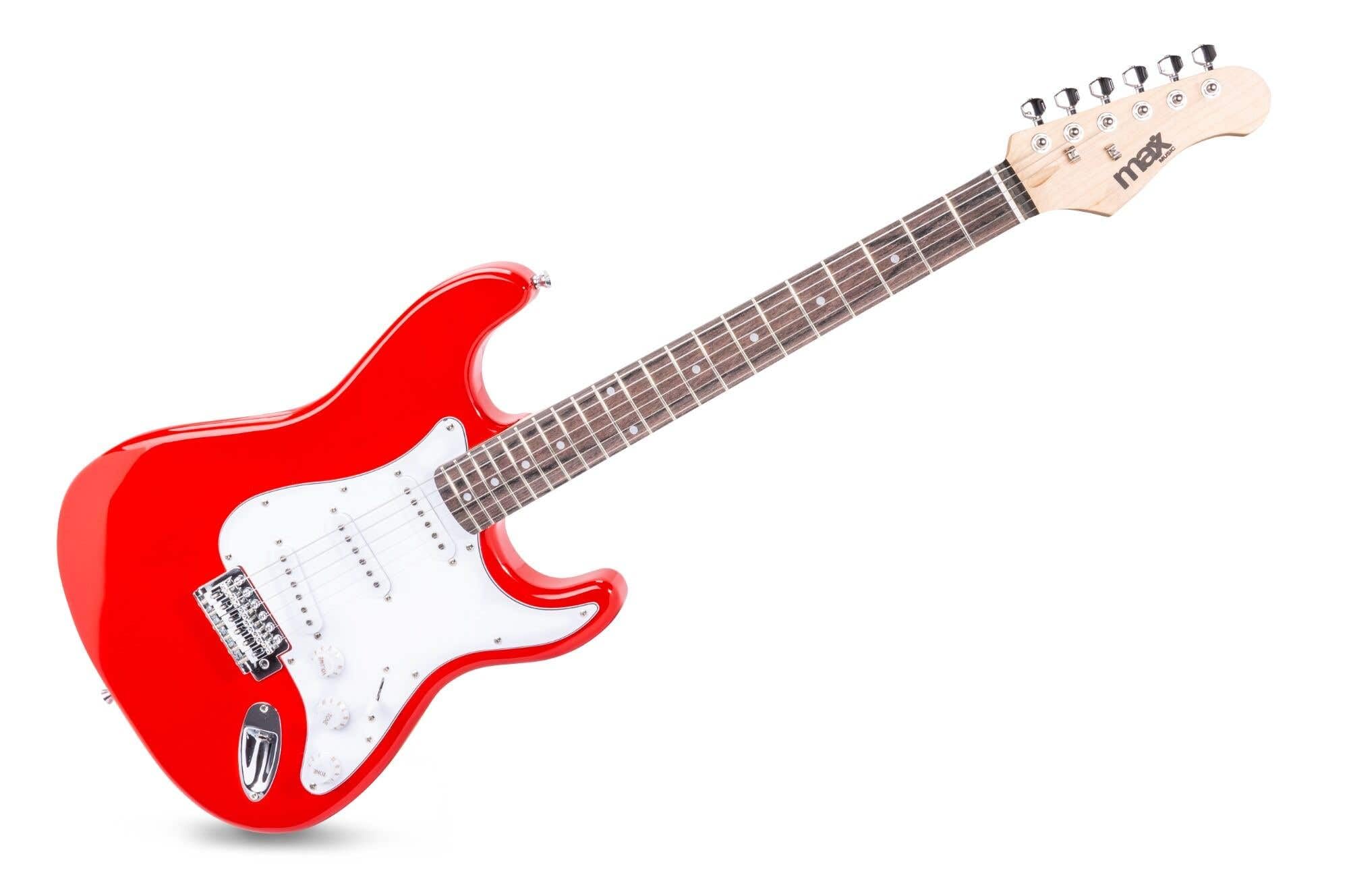 MAX GigKit E-Gitarrenset inklusive u. a. Gitarrenständer – Rot