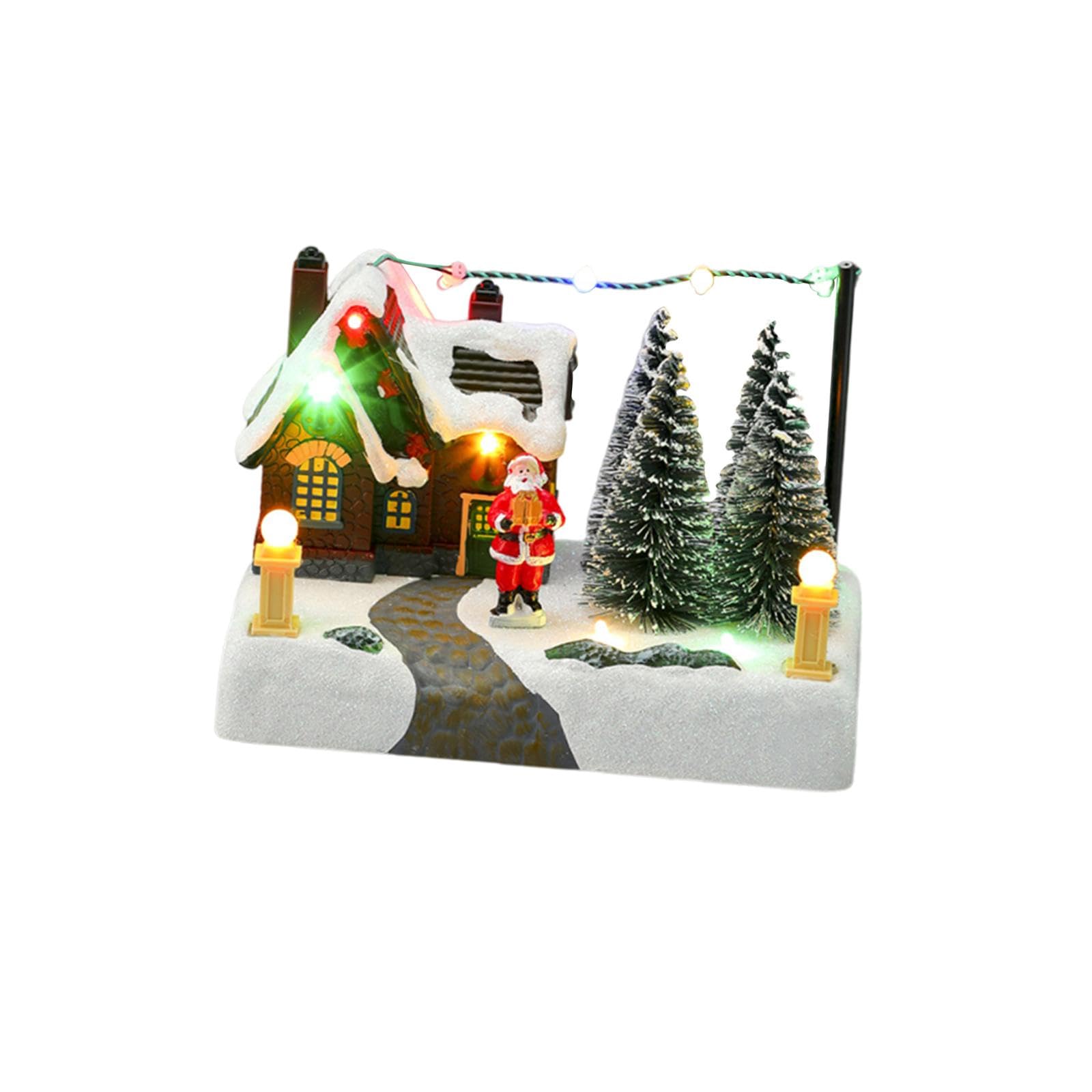 Adorno navideño con Escena de Nieve para casa, Centro de Mesa, Resina, Resistente, decoración de Escritorio con música y luz para en casa, Papá Noel