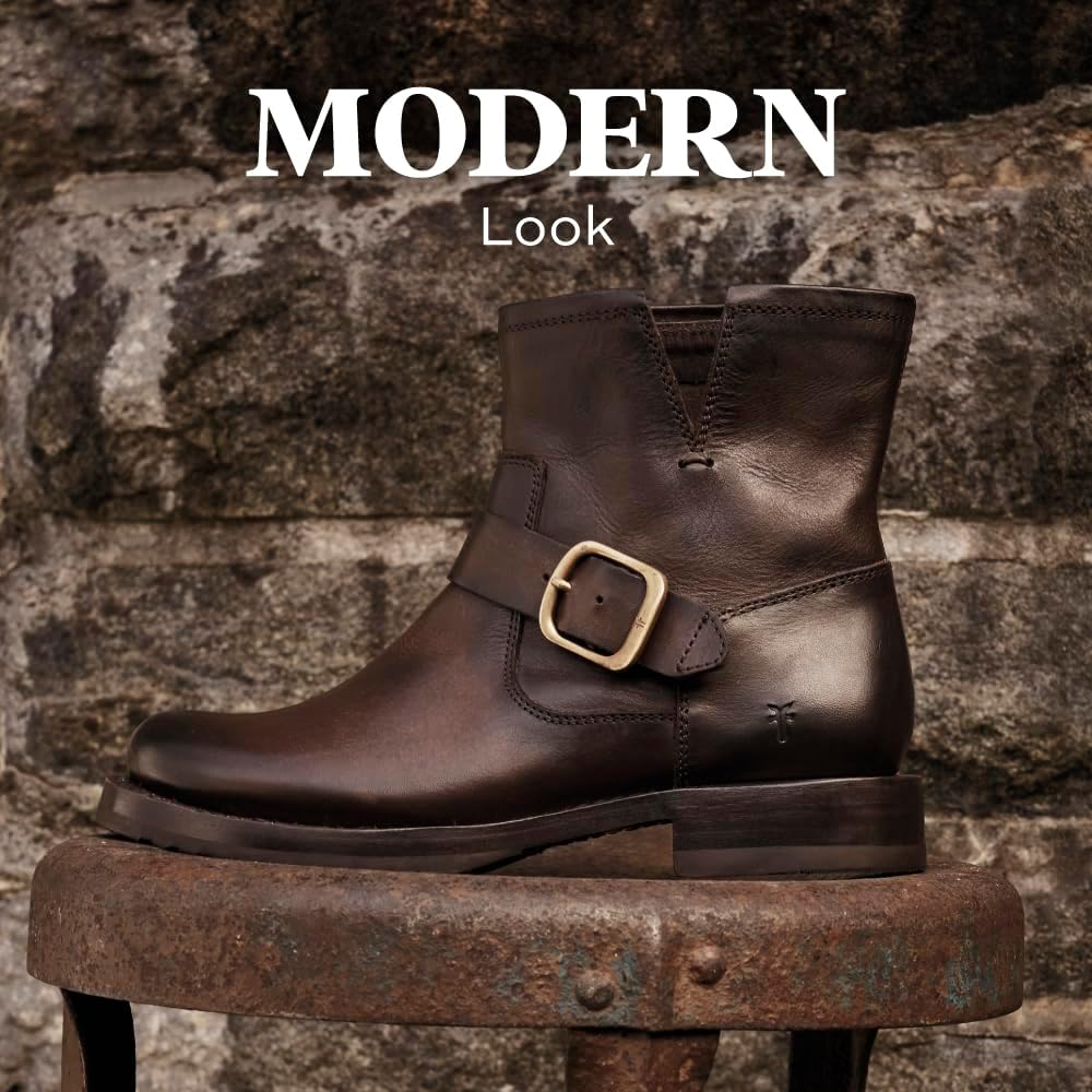 Frye 5 ¾” Veronica Booties for Women - Full-Grain Brush-Off Leather with Antique Metal Hardware and Rubber Outsole, Genuine Stitch Welt Construction - Image 7