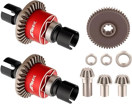 Alloy Front Rear Differential Diff & Spur Input Gear Kit for HyperGO 1/16 H16BM H16PL H16GT H16DR 16207 16208 16209 16210 1/14 H14BM 14209 14210 14301 14303 Upgrades Part Red