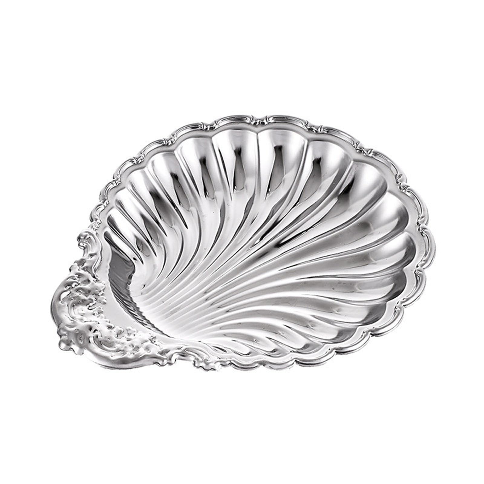 our fave Shell Shape Salad Bowl Stainless Steel Fruit Serving Plate Decorative Serving Plate for Fruits Desserts Nut Appetizers Rustless Salad Bowl