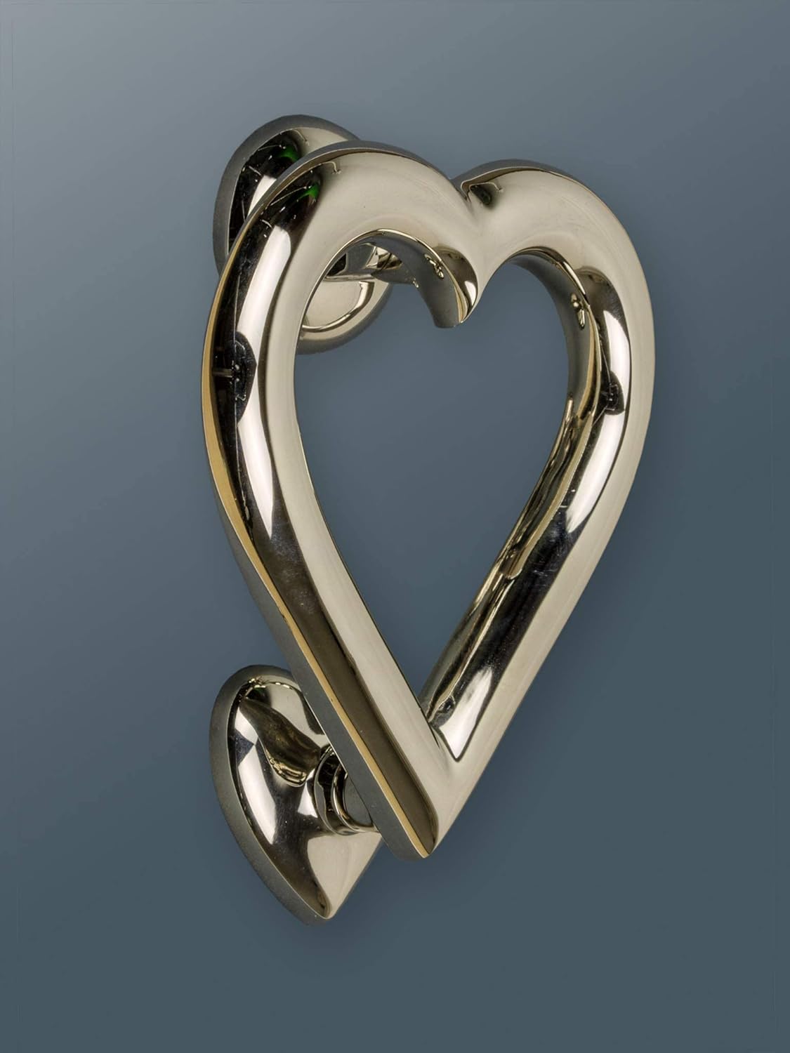 Brass Love Heart Door Knocker - Nickel Finish