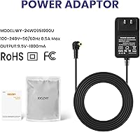 Vista 6 de Adaptador CA/CC de 9.5 V para cargador de fuente de alimentación Casio para teclado de piano Casio, solo compatible con los modelos enumerados